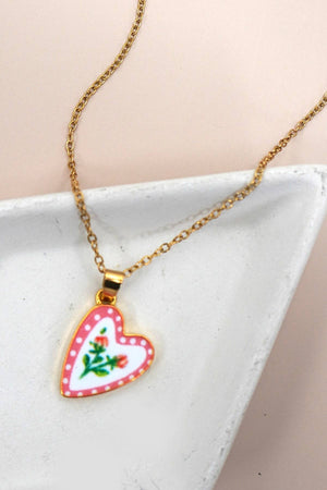 18K Enamel Heart Necklace