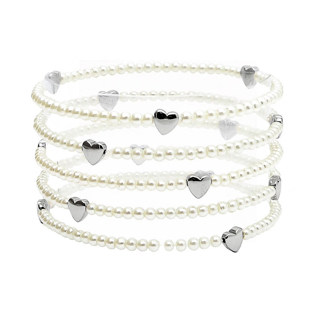 Hearts and Pearls Bracelet Set