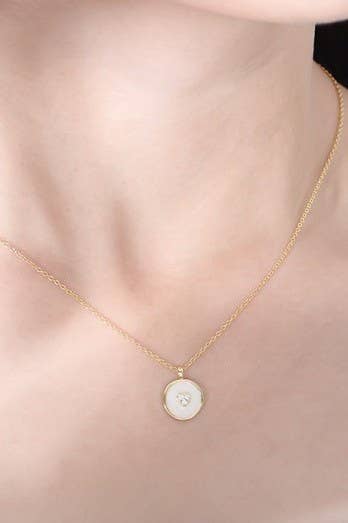 18K Round Cross Necklace