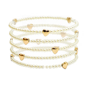 Hearts and Pearls Bracelet Set