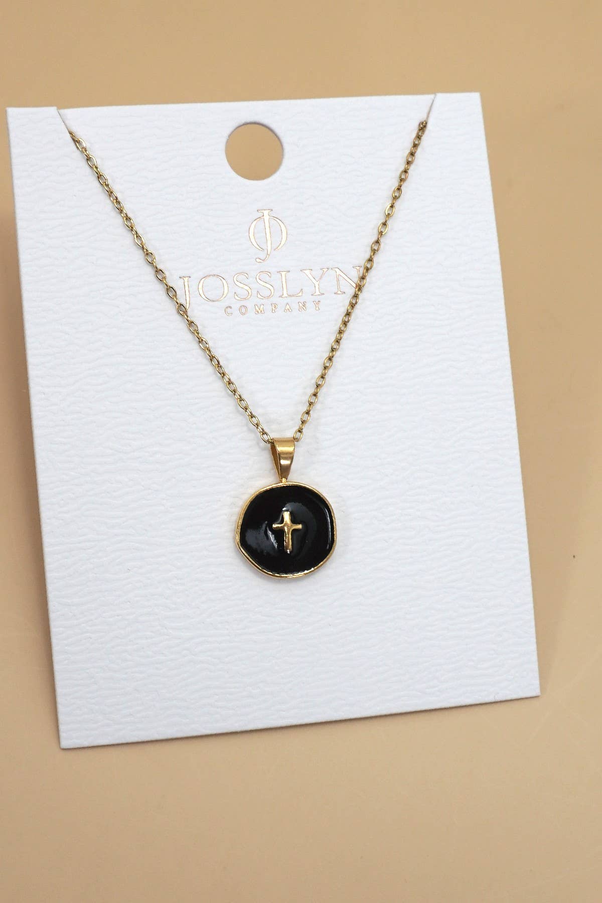 18K Round Cross Necklace