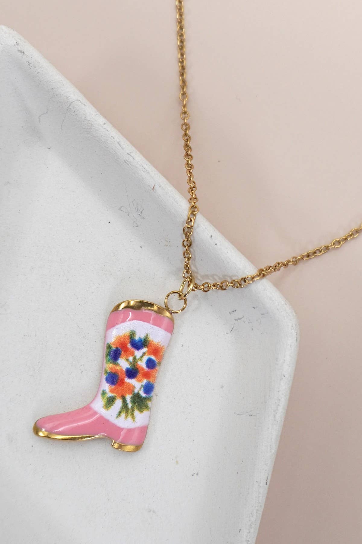 18K Enamel Heart Necklace