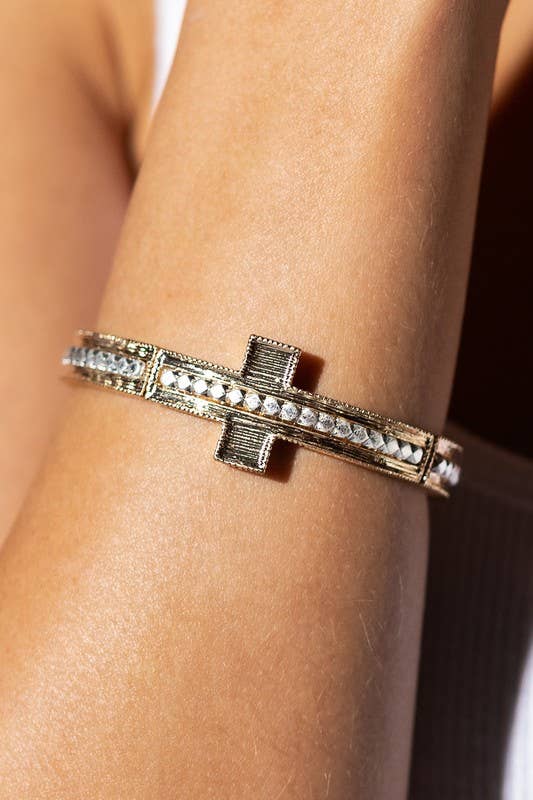Textured Cross Bracelet