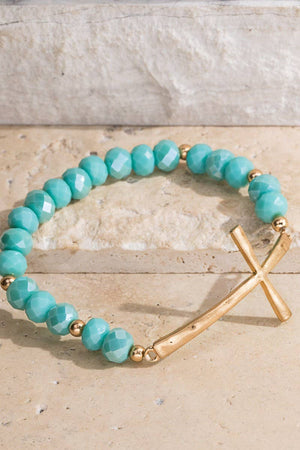 Hammered Metal Cross Bracelet