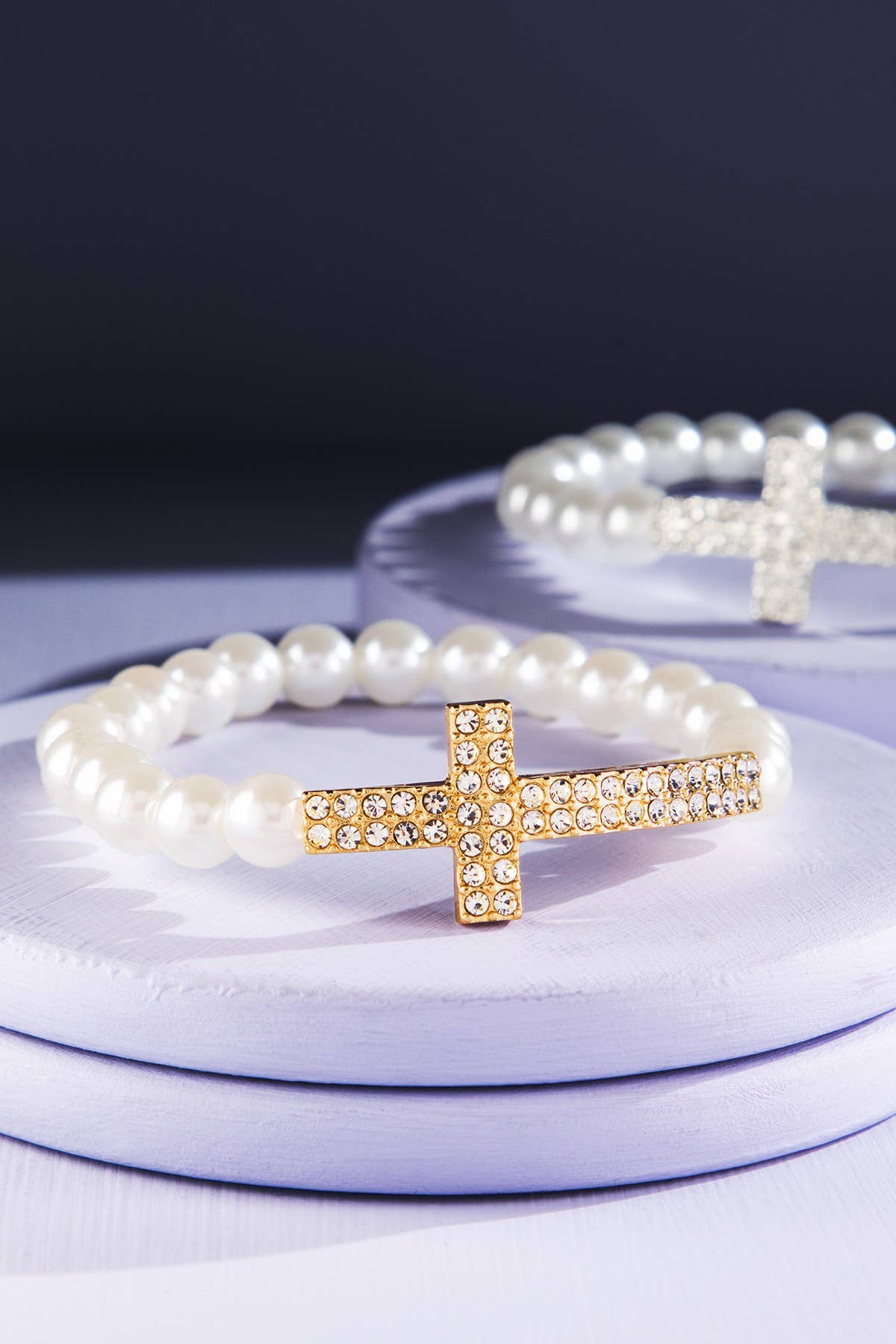 Cross Charm with  Pearl Beads Bracelet