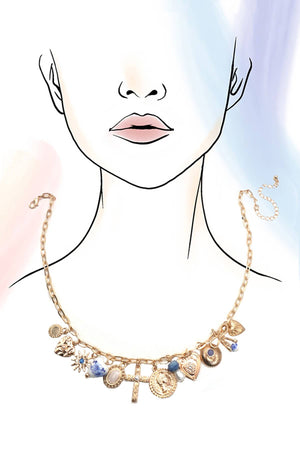 Blue Porcelain Charm Necklace
