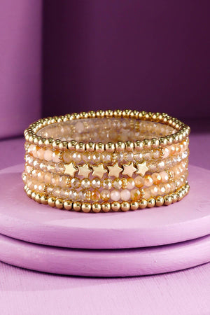 Layered Stackable Beaded Bracelets with Stars