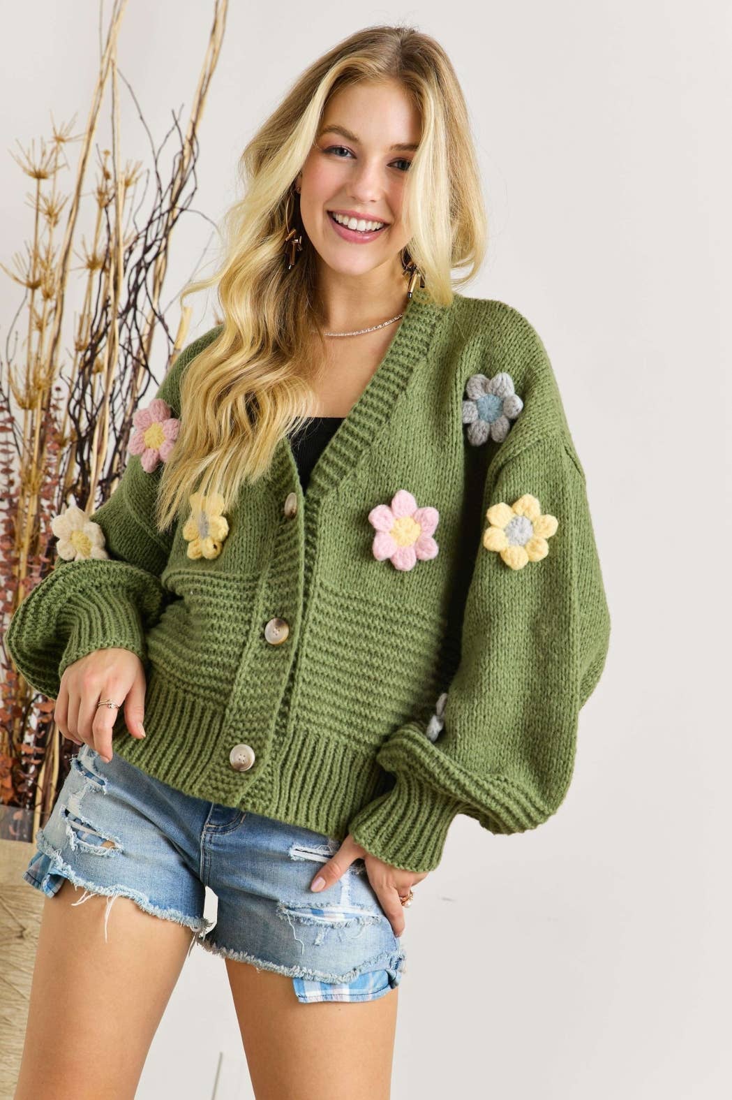 Crochet Flower Sweater Cardigan