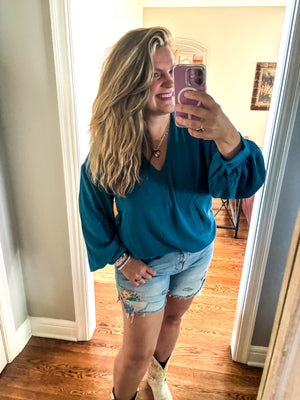 Teal Blouse Top