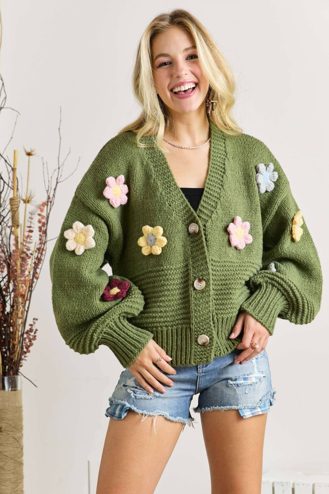 Crochet Flower Sweater Cardigan