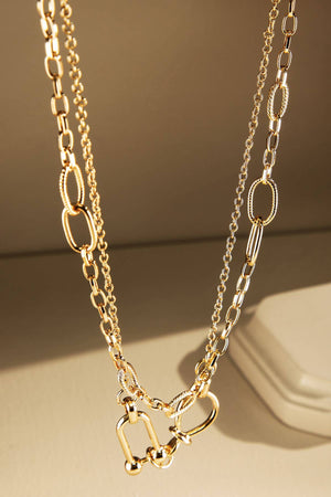 Double Layer Oval Chain Link Necklace