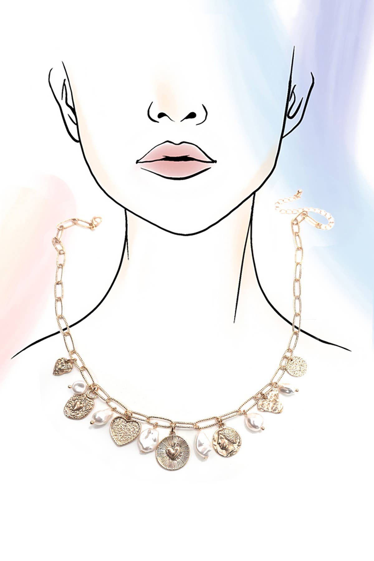 Heart Pearl Charm Necklace