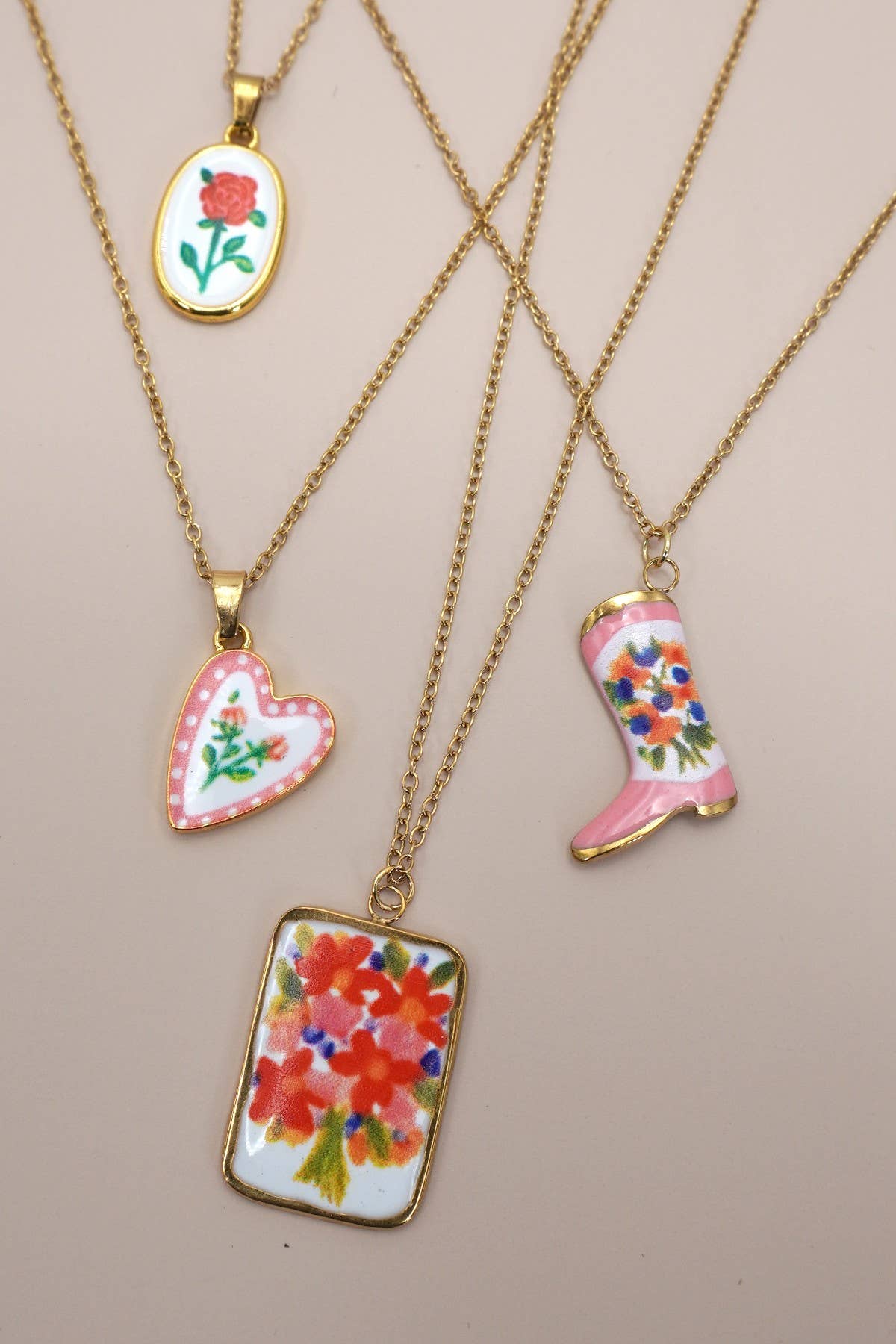 18K Enamel Heart Necklace