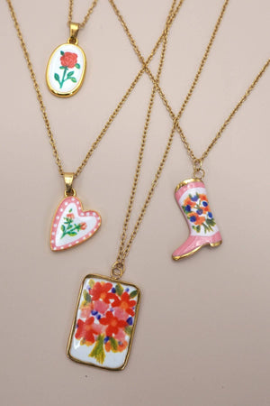 18K Enamel Heart Necklace