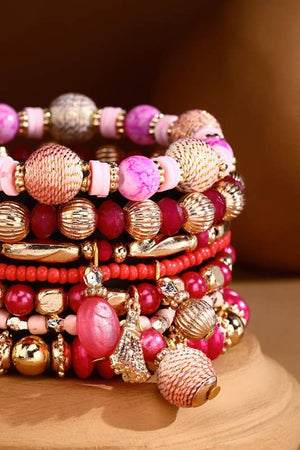 7-Strand Boho Bracelet with Raffia Charms