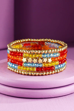 Layered Stackable Beaded Bracelets with Stars