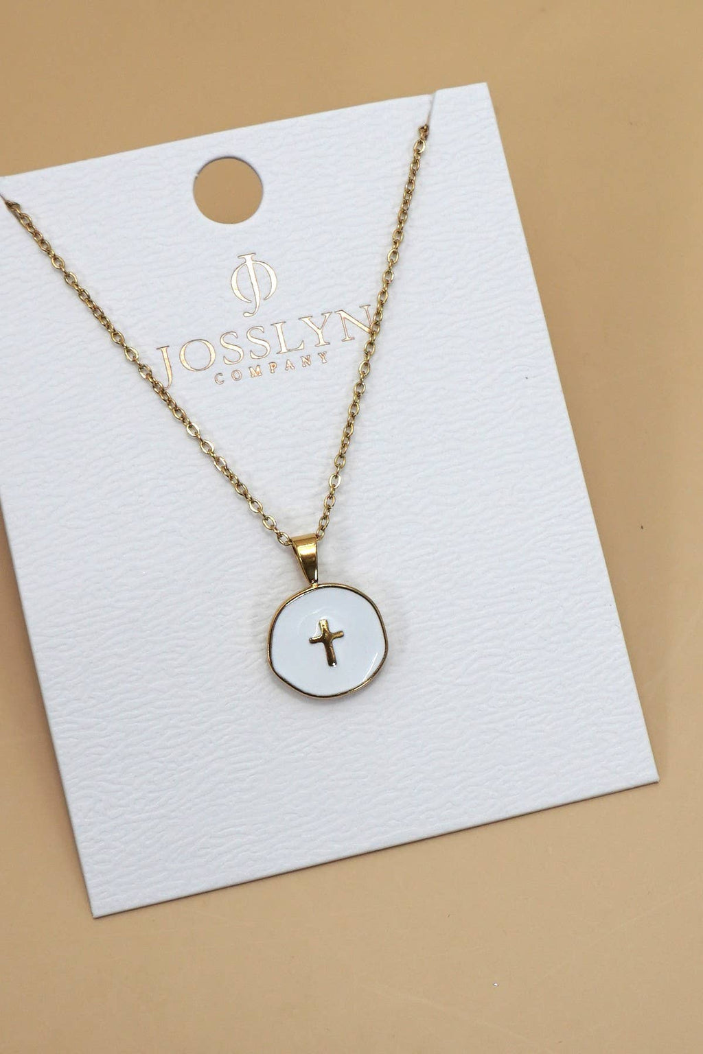 18K Round Cross Necklace