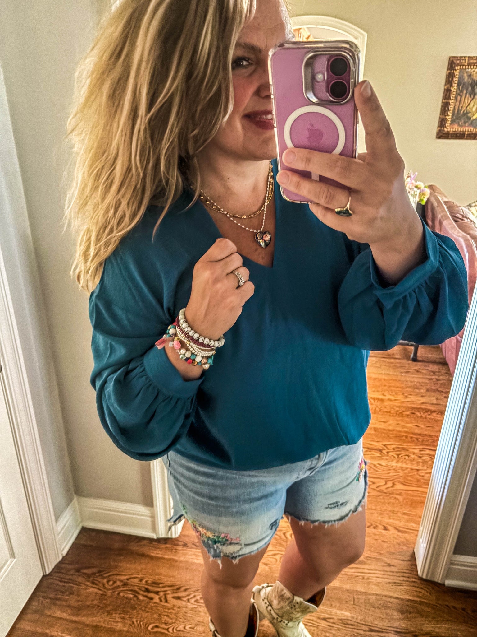 Teal Blouse Top