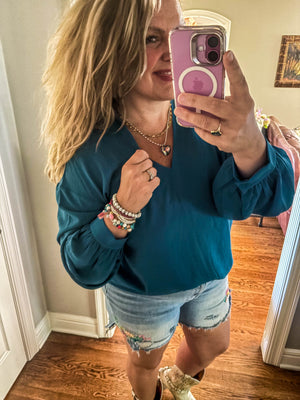 Teal Blouse Top