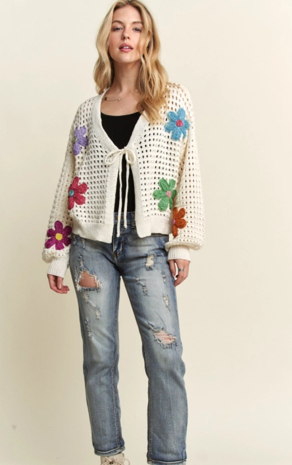 Crochet Flowers Cardigan Top