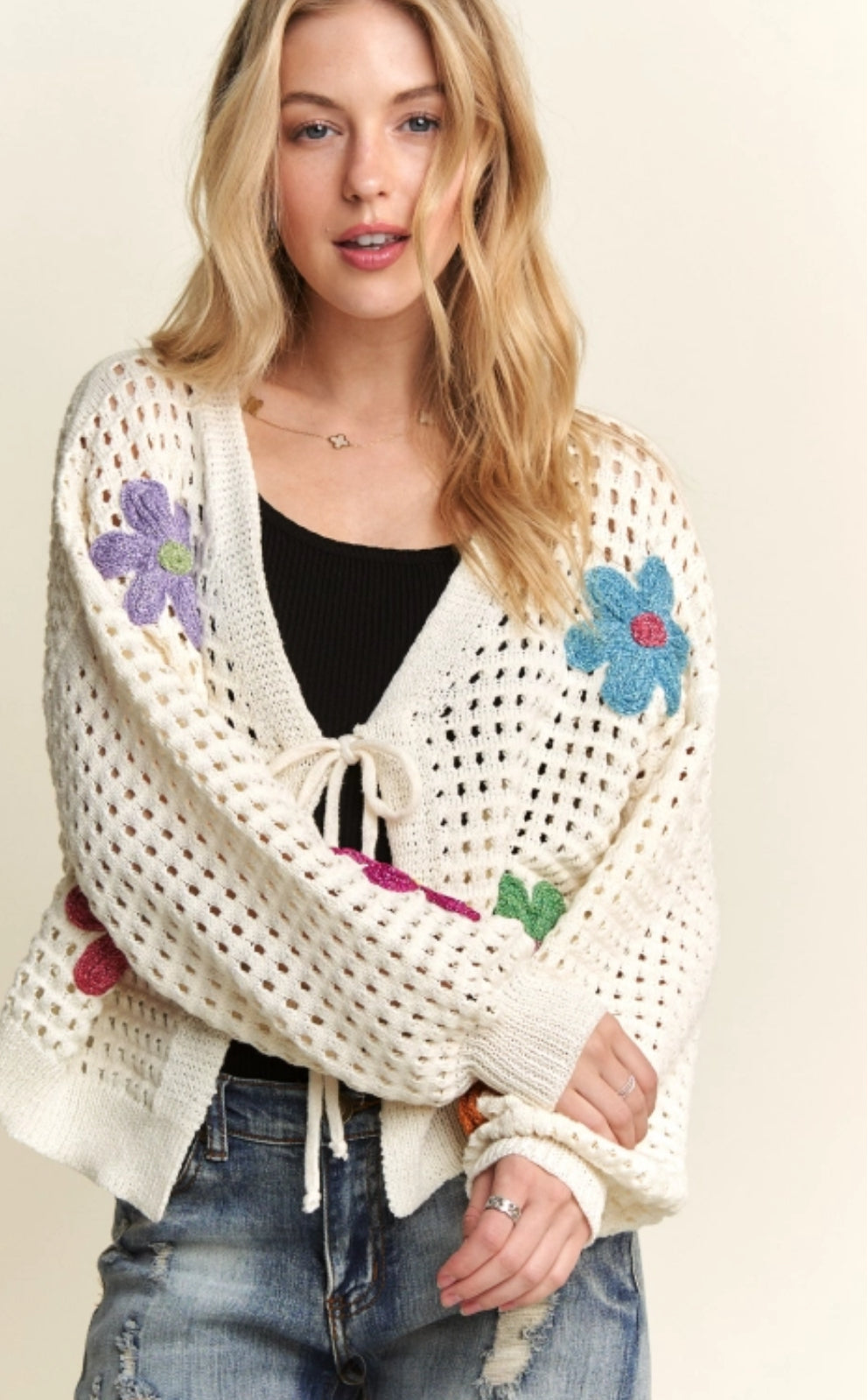 Crochet Flowers Cardigan Top