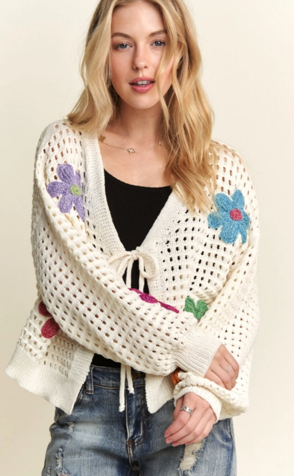 Crochet Flowers Cardigan Top