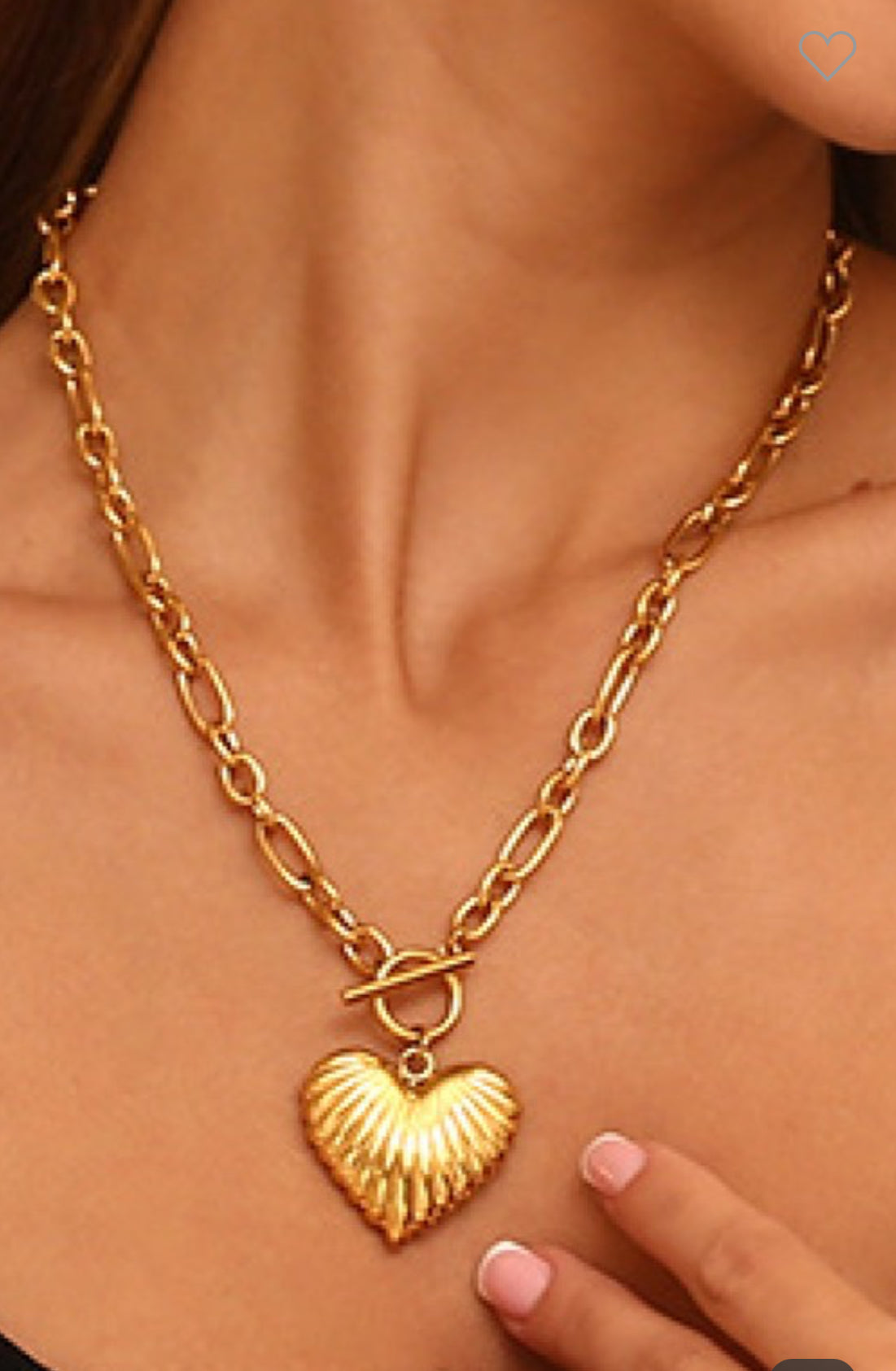 Puff Heart Flutted Necklace