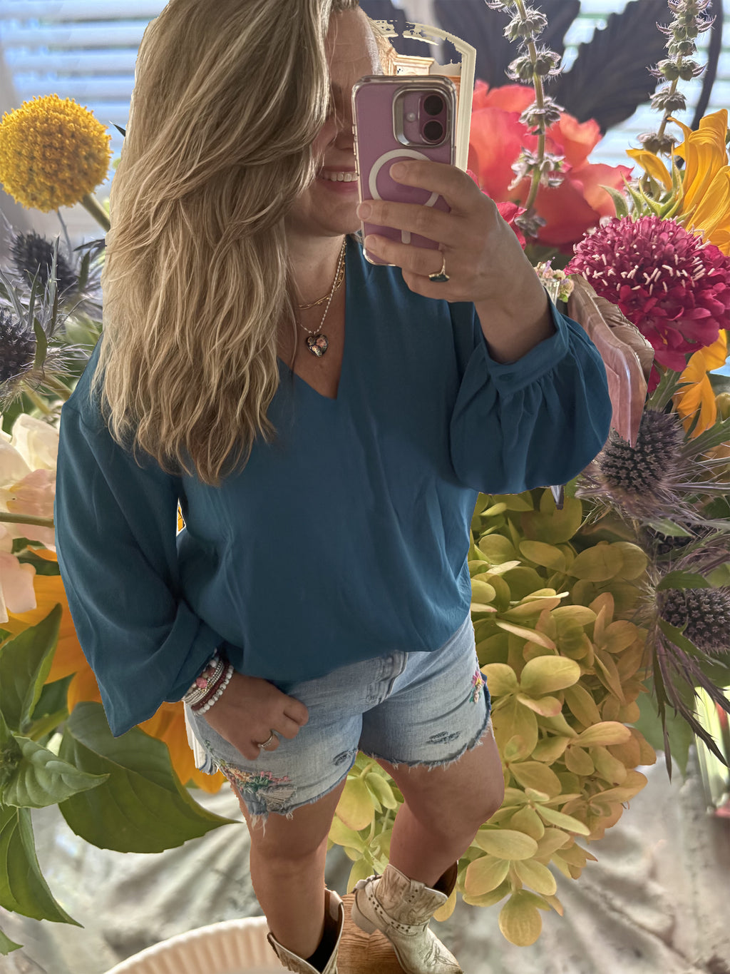 Teal Blouse Top