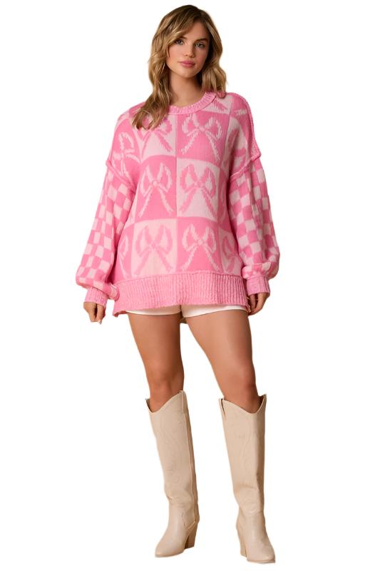 Bow Checker Sweater