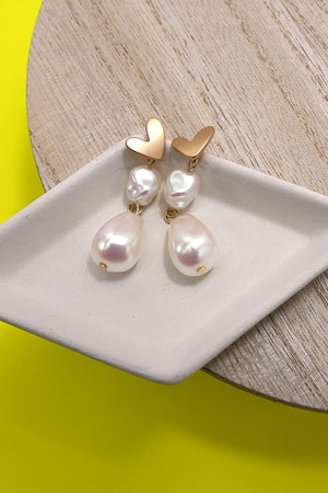 Pearl Heart Earrings