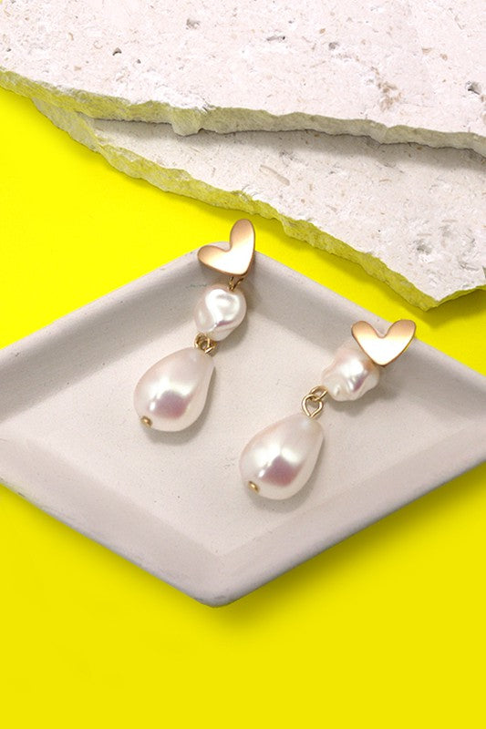 Pearl Heart Earrings