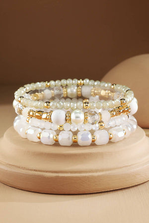 4 Layered Bead and Stone Bracelets