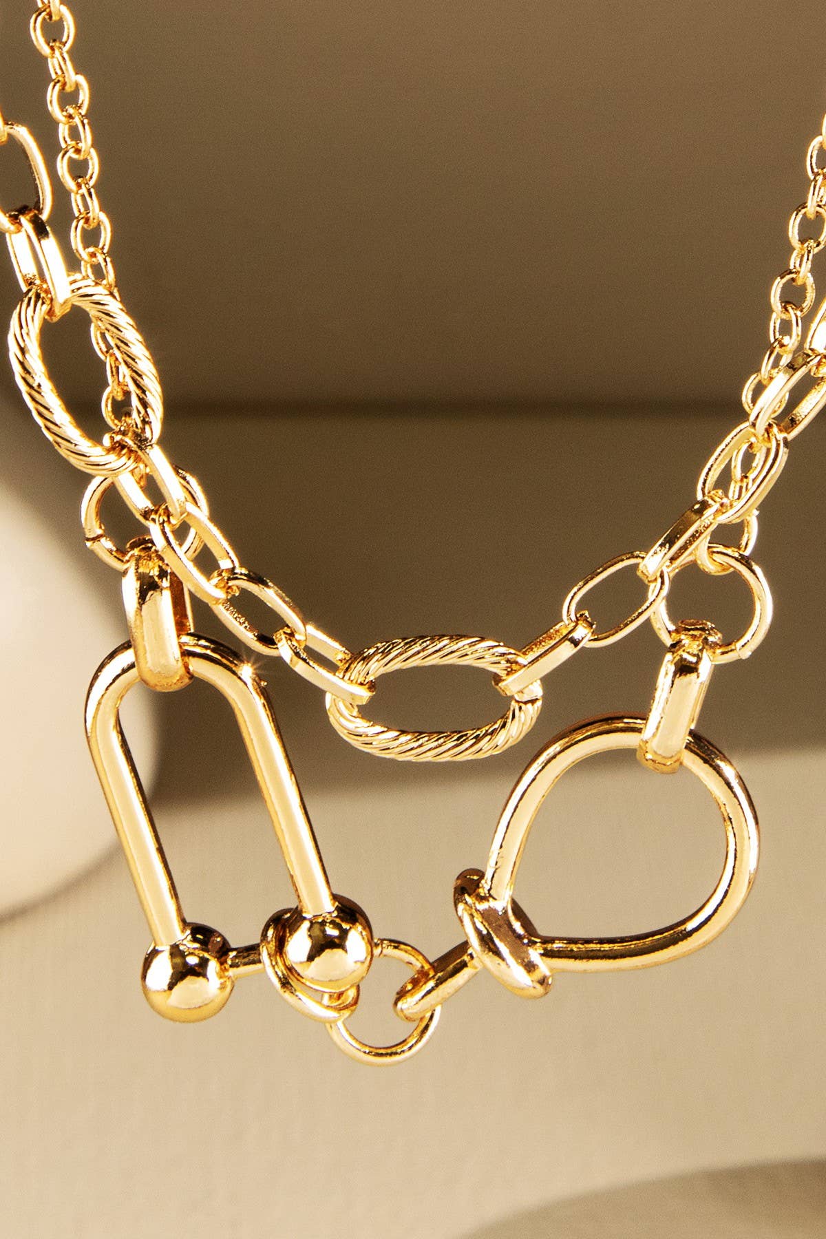 Double Layer Oval Chain Link Necklace