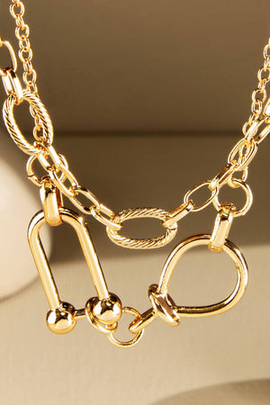 Double Layer Oval Chain Link Necklace