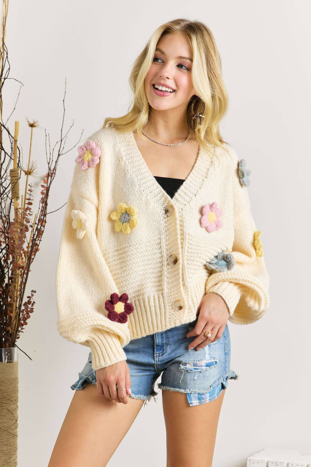 Crochet Flower Sweater Cardigan