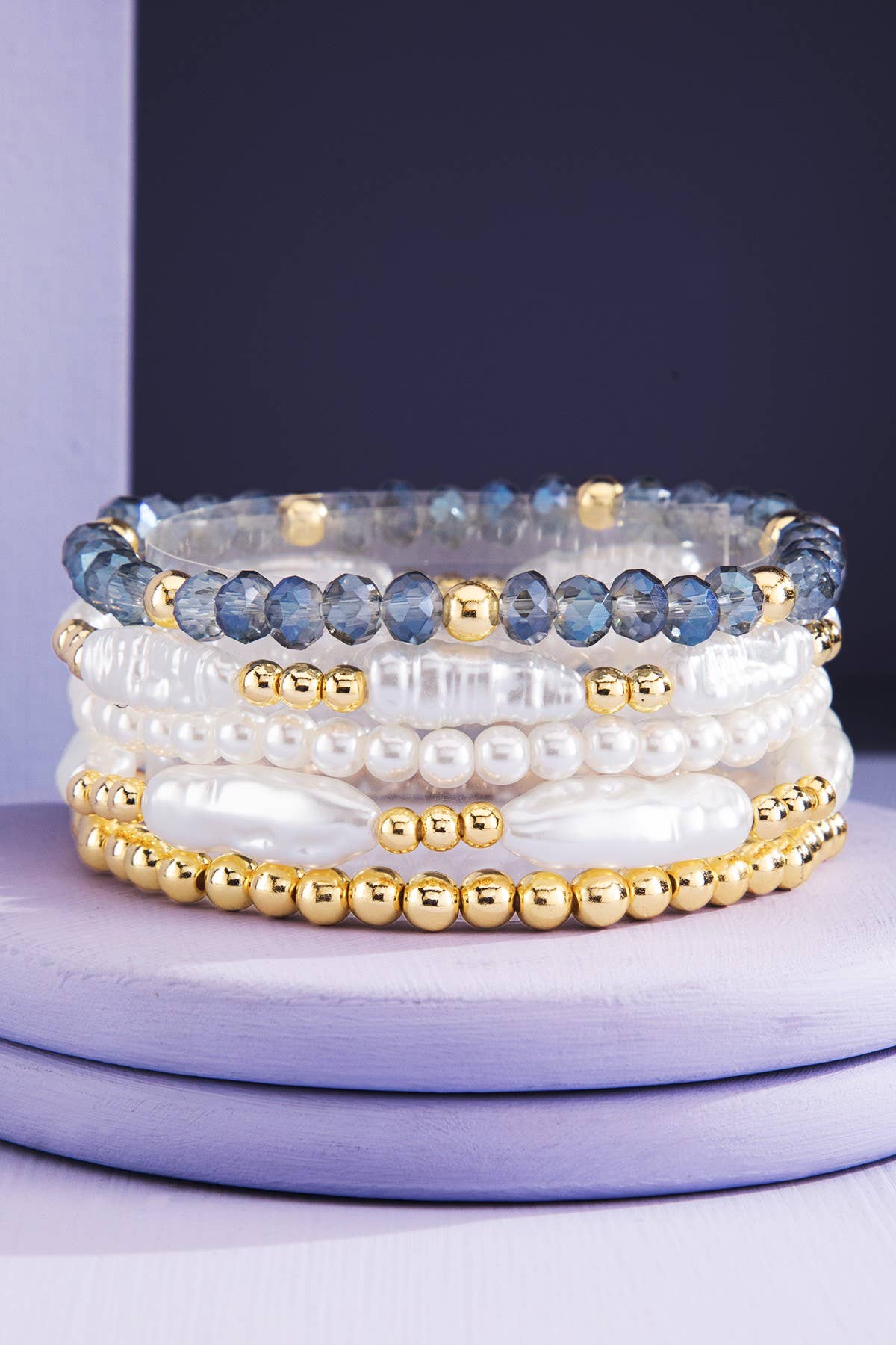 Stackable Pearl and Glass Beaded Bracelet