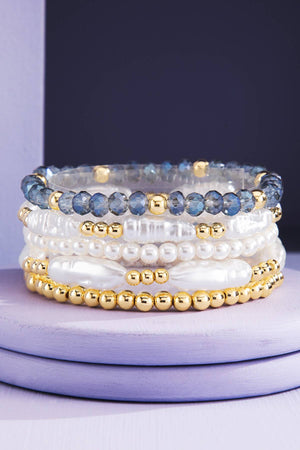 Stackable Pearl and Glass Beaded Bracelet