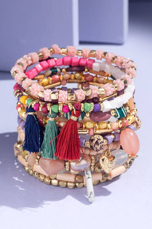 12 Strand Multi Beads Bracelet Set