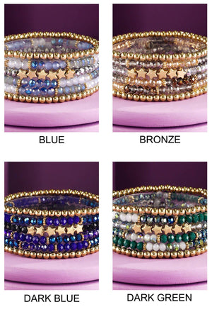 Layered Stackable Beaded Bracelets with Stars