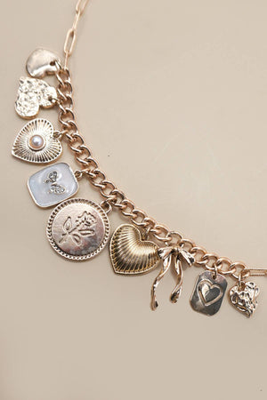 Cluster Heart Pearl Charm Necklace