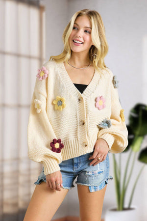 Crochet Flower Sweater Cardigan