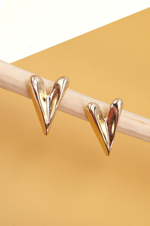 Golden Heart Stud Earrings