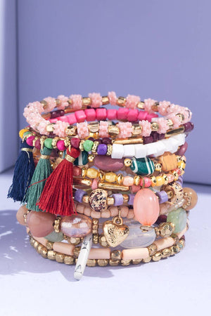 12 Strand Multi Beads Bracelet Set