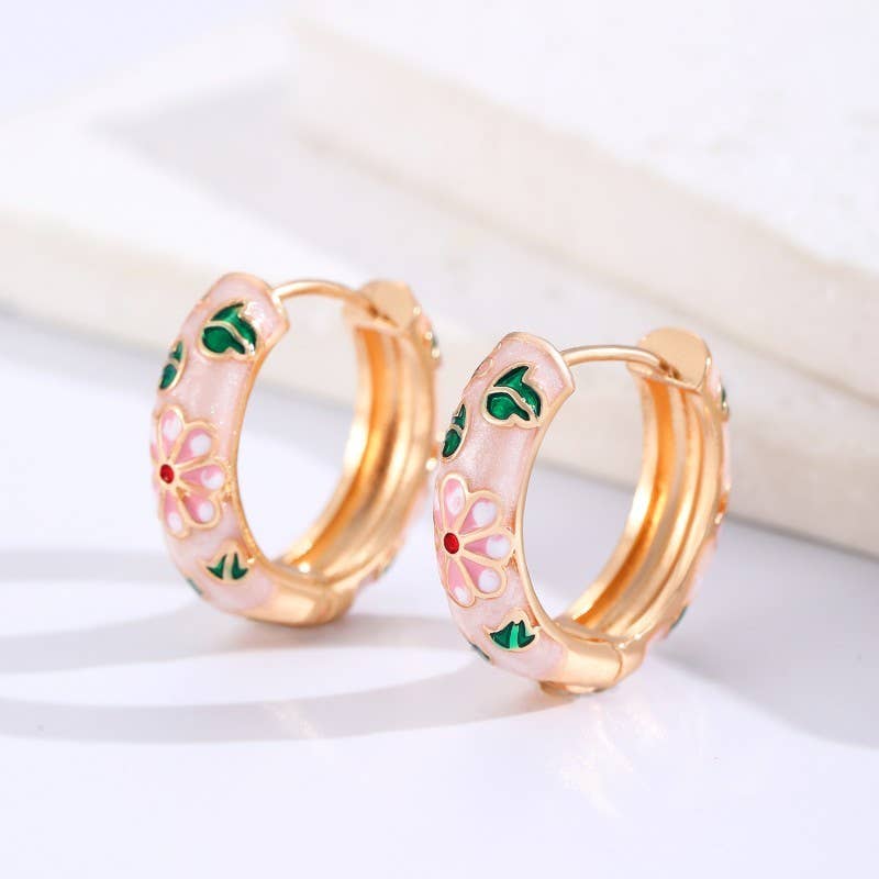 Vintage Cloisonné Hoops