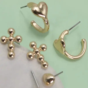 Hearts and Cross Earrings