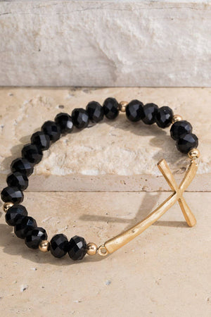 Hammered Metal Cross Bracelet