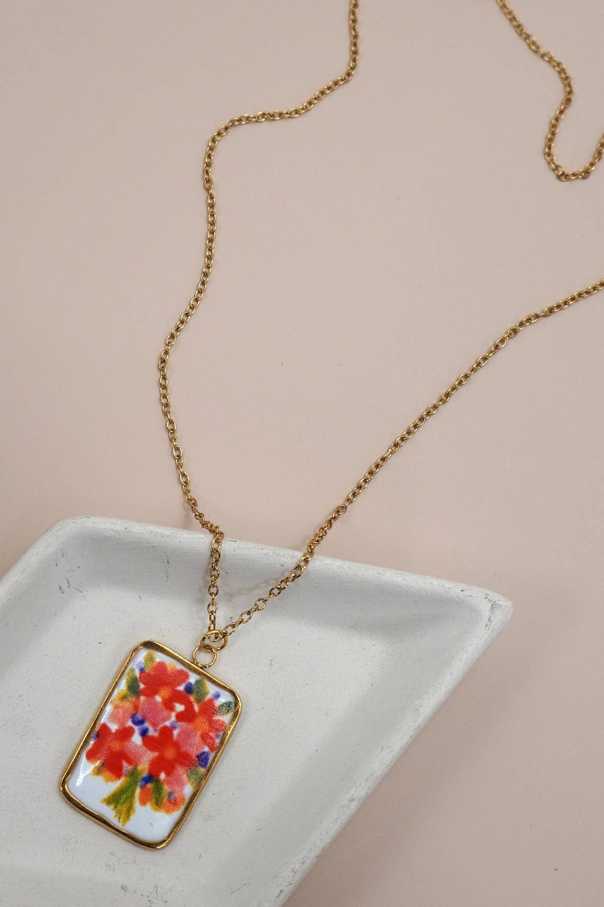 18K Enamel Heart Necklace