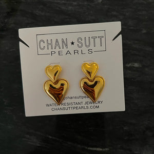 Double Puff Heart Earrings