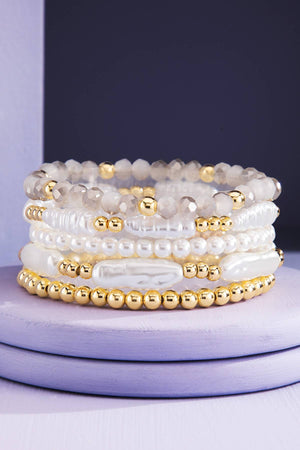 Stackable Pearl and Glass Beaded Bracelet