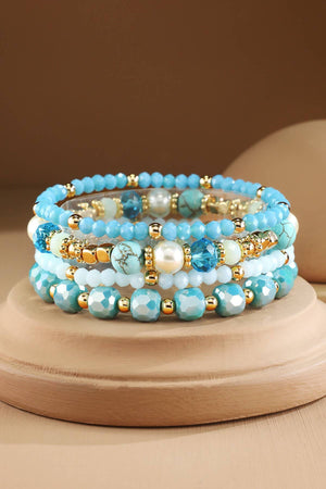 4 Layered Bead and Stone Bracelets